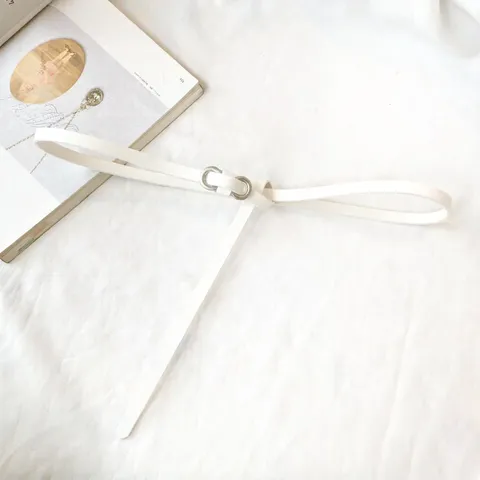Women Skinny Belt Infinity Metal Buckle Adjustable PU Leather Waist Strap Thin Dress Belt Macaron Color Slimming Accessory