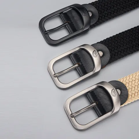Unisex Geflochtener Segeltuch Elastikgürtel Koreanischer Stil Lässig Stretch Webgürtel Mit Legierung Dornschließe Für Jeans Mode Lochfreier Gürtel