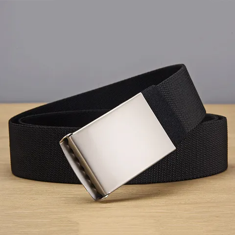 Classic Nylon Rubber Elastic Smooth Buckle Belt Casual Fashion Versatile Metal Buckle Woven Waist Belt For Men Women