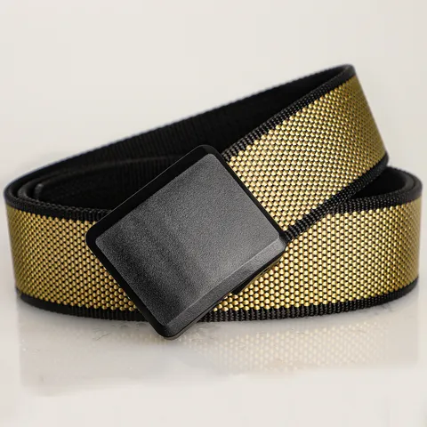 Men Outdoor Sports Canvas Belt Plastic Buckle Lightweight Casual Tactical Woven Waistband Double Sided Wearable Accessories