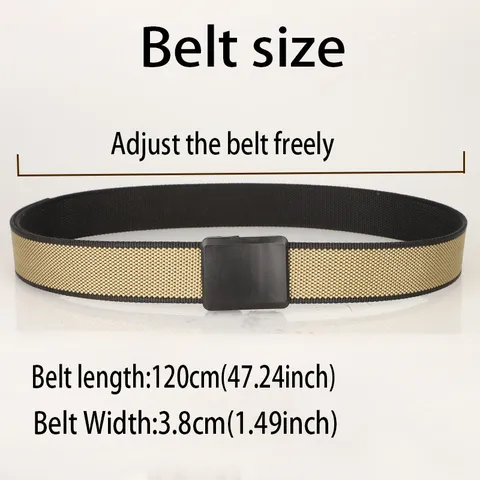 Men Outdoor Sports Canvas Belt Plastic Buckle Lightweight Casual Tactical Woven Waistband Double Sided Wearable Accessories