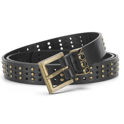 Cinturón Ancho Punk para Mujer Cuero PU Negro Doble Pija Ojal Banda de Cintura Corsé Moda Cinturón Accesorios Femeninos