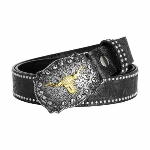 Men's Punk Retro PU Leather Belt Vintage Gothic Rivet Bull Head Buckle Casual Jeans Belt For Men Fashion Waistband