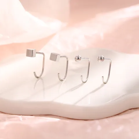 Minimalistische Koperen Geometrische Oorknopjes Vierkante Kubus Ronde Kraal J-Vorm Haak Oorbellen Voor Vrouwen Sieraden Cadeau