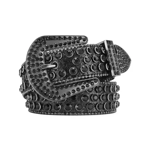 Punk Style Wide Leather Belt Rhinestone Rivet Inlaid Western Cowboy Sparkle Fashion Waist Belt For Women