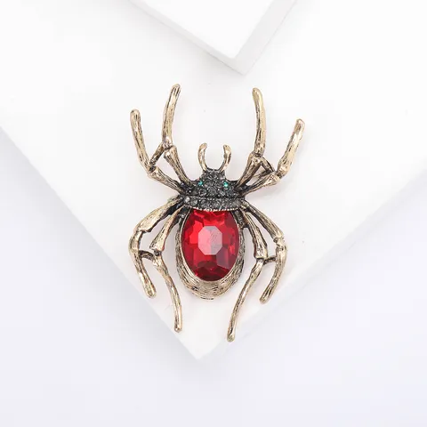 Vintage Alloy Rhinestone Spider Brooch Halloween Costume Suit Pin For Unisex Fashion Jewelry Accessories