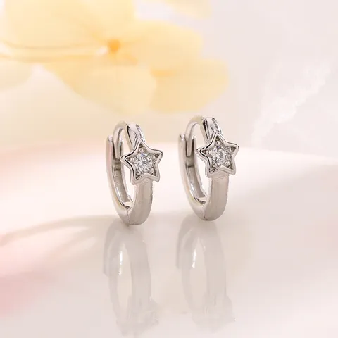 Minimalistische Zirconia Ster Huggie Oorbellen Verzilverd Sprankelende Vijfpuntige Ster Kleine Oorringen Voor Dames Meisjes Cadeau