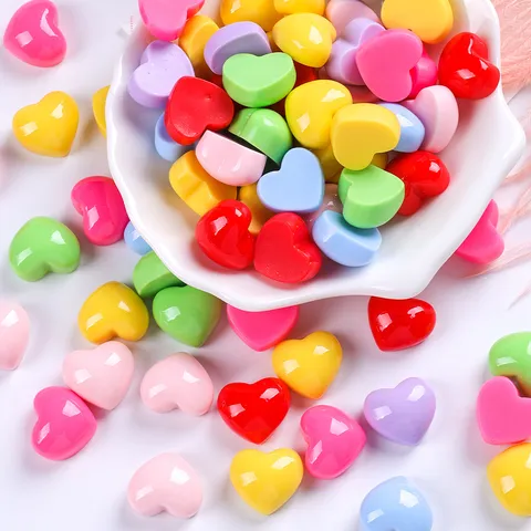 Colorful Resin Heart Charms DIY Accessories For Hair Clips Keychains Phone Case Decoration Shoe Charms Valentine Day Gift