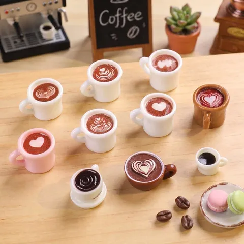 Miniature Resin Coffee Cup Models Simulation Food Play Ornaments Dollhouse Miniature Kitchen Toy Accessories DIY Craft Materials