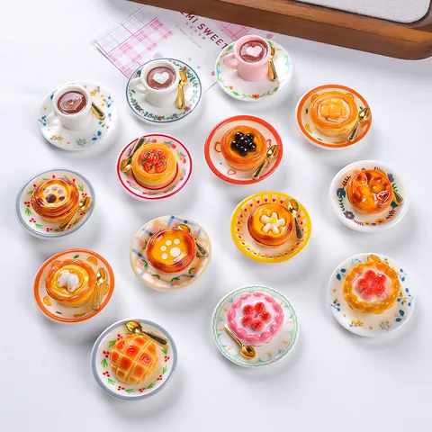 Simulation Dessert Resin Egg Tart Fridge Magnet Ornaments DIY Miniature Food Play Dollhouse Decoration With Magnetic Base For Home Decor