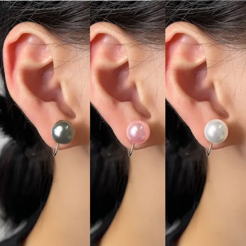 Eleganti Orecchini a Clip con Perla Artificiale Tonda da Donna Senza Piercing Orecchini in Rame Vintage Francese Gioielli Donna
