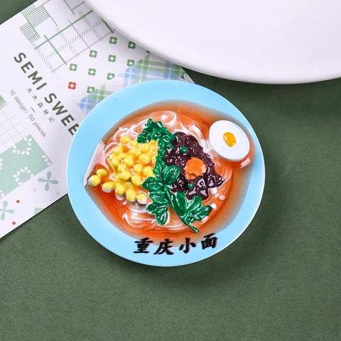 Realistic Resin Miniature Food Fridge Magnet 3D Chinese Bento Noodles Steamed Egg Decor DIY Home Kitchen Decoration