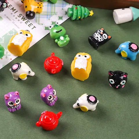 Miniature Cartoon Resin Animal Ornaments For Micro Landscape Bonsai Fairy Garden Decoration Mixed Animal Figurines Hand Painted DIY Crafts Desktop Ornaments
