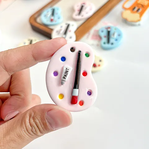 Miniature Simulation Resin Art Palette Charms For DIY Crafting Printed Painting Board Accessories Colorful Palette Decor For Shoe Charms