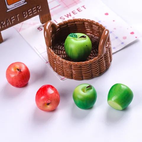 Simulation Apple Resin Fruit Charms For DIY Keychain Bag Accessories Miniature Dollhouse Ornament Green Red Apple Charms