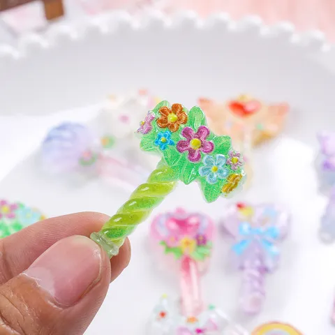 Resin Magic Wand DIY Accessories Cartoon Heart Star Moon Charms For Phone Case Hairpin Jewelry Making Decoration Material