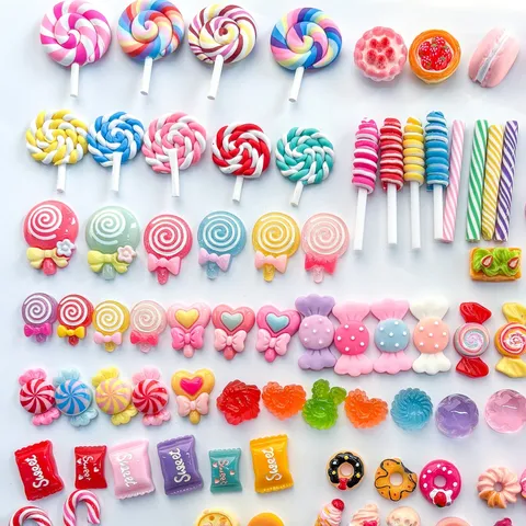 Cute Resin Candy Flatback Cabochons Cartoon Simulation Food Sweets Colorful Ornament For DIY Craft Phone Case Scrapbooking Embellishments