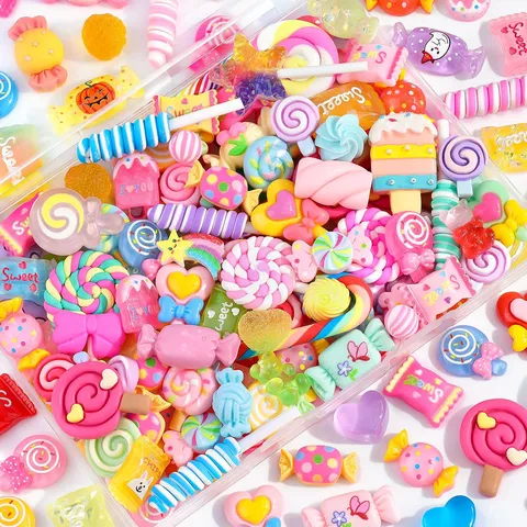 Cute Resin Candy Flatback Cabochons Cartoon Simulation Food Sweets Colorful Ornament For DIY Craft Phone Case Scrapbooking Embellishments