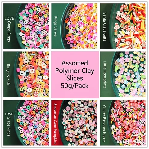 Mixed Colorful Polymer Clay Slices For DIY Nail Art Crafts Slime Filler Christmas Santa Snowflake Heart Flower Pattern Material