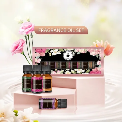 Colección de Aceites Esenciales Vegetales Aceites de Aromaterapia para Humidificador Piedra Difusora Lavanda Flor de Cerezo Océano Vainilla Sándalo Café Aroma