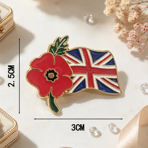 Britse Stijl Union Jack Rode Mohnbloem Emaille Broche Badge Herdenkingsspeld Van Legering Voor Pak Jas Heren Dames Accessoires