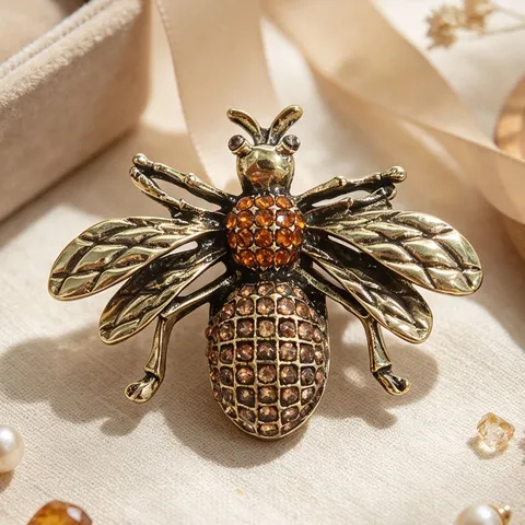 Broche de Abeja de Strass de Aleación Vintage Elegante Alfiler de Insecto Esmalte Ropa de Disfraz Mochila Insignia Regalo