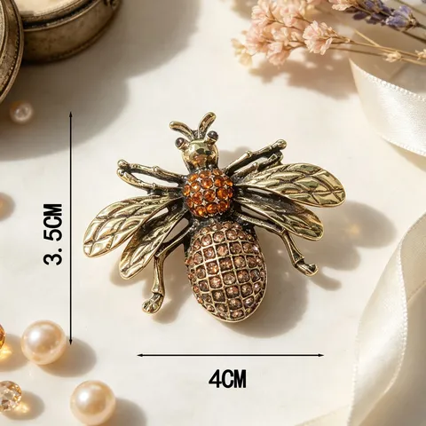 Broche de Abeja de Strass de Aleación Vintage Elegante Alfiler de Insecto Esmalte Ropa de Disfraz Mochila Insignia Regalo