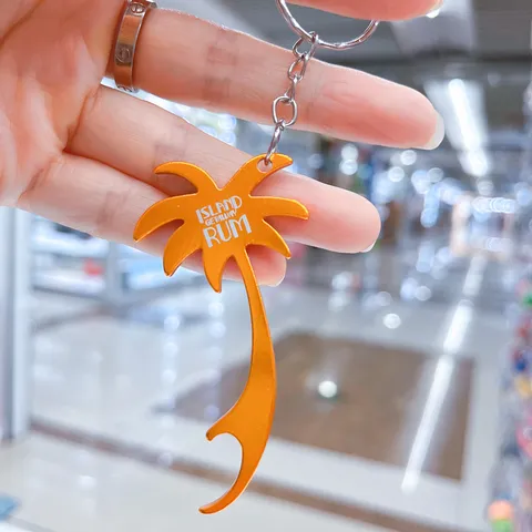 Portable Aluminum Alloy Bottle Opener Keychain Coconut Tree Bicycle Guitar Shaped Metal Key Ring Tool Travel Souvenir Gift For Men Women