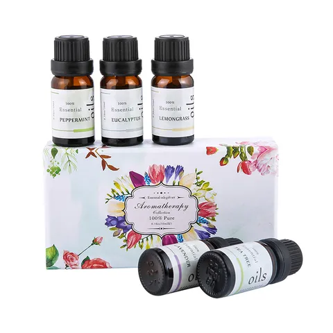 Set di Oli Essenziali per Aromaterapia Vegetale Con Lavanda Citronella Menta Eucalipto Albero del Tè per Deodorante per Ambienti