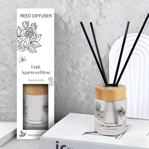 Difusor de Aroma para Hogar Botella de Vidrio Con Varillas Naturales Ambientador Duradero Para Dormitorio Oficina Hotel
