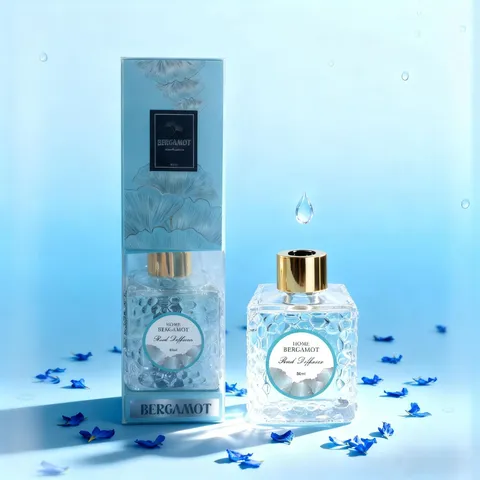 Reed Diffuser Set Raumduft Lufterfrischer Glasflasche Mit Schwarzen Faserstäbchen Für Schlafzimmer Wohnzimmer Hotel