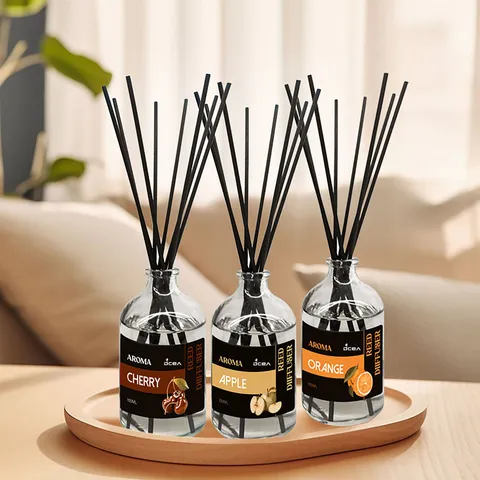 Aromatherapie Duftstäbchen Glasflasche Raumduft Ätherisches Öl Set Mit Natürlichen Rattan-Stäbchen Für Büro Schlafzimmer