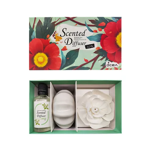 Set de Regalo de Difusor de Varillas Fragancia Duradera Aceite Esencial Con Piedra Cerámica Flores Secas Decoración del Hogar