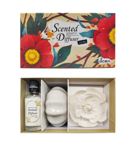 Set de Regalo de Difusor de Varillas Fragancia Duradera Aceite Esencial Con Piedra Cerámica Flores Secas Decoración del Hogar
