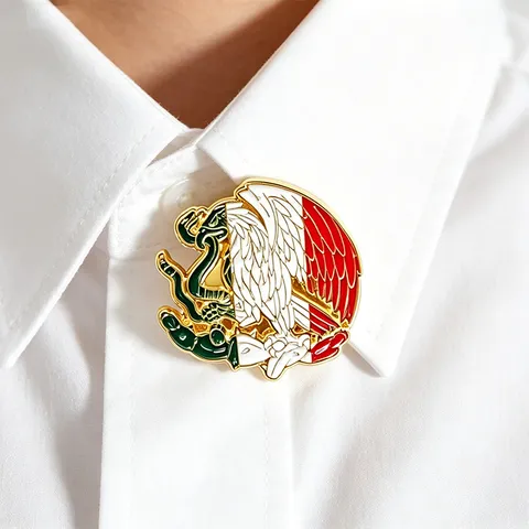 Mexikanisches Wappen Adler Schlange Emaille Brosche Legierung Abzeichen Schmuck Mexiko Emblem Brosche Für Herren Damen Anzüge