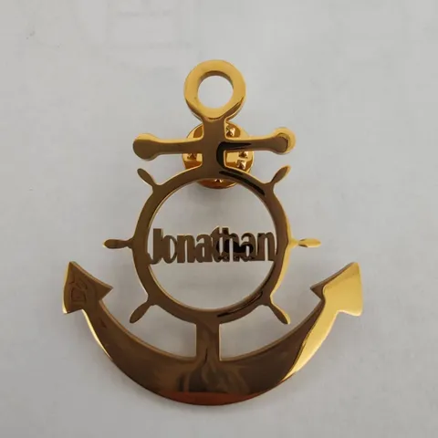 Nautical Anchor Rudder Stainless Steel Brooch Pin For Men Women Polished Hollow Design Suit Coat Corsage Jewelry Accessories