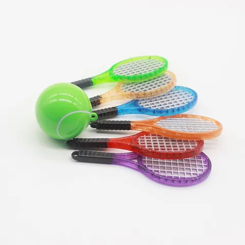 Miniature Sports Equipment Ornaments ABS Plastic Mini Tennis Racket Baseball Golf Club Bowling Pin For DIY Keychain Craft Party Gifts Decor