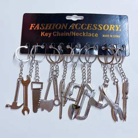 Mini Metal Tool Keychain Aluminum Alloy Simulation Spanner Pliers Saw Hammer Spade Axe Key Ring Fashion Accessory Gift