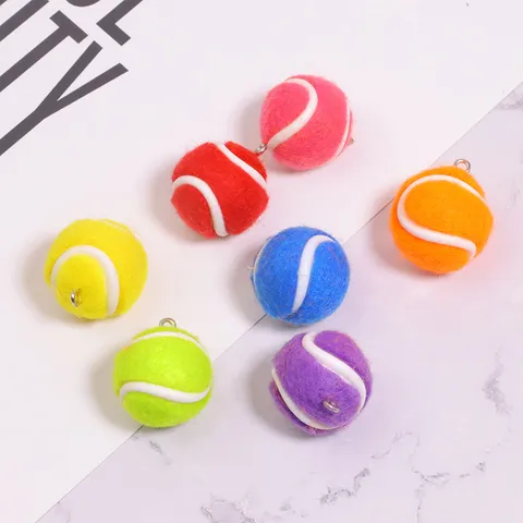 Kreative Mini Tennisball Schlüsselanhänger Miniatur Sport Beflockt PVC Tennis Ornament DIY Zubehör Geschenk