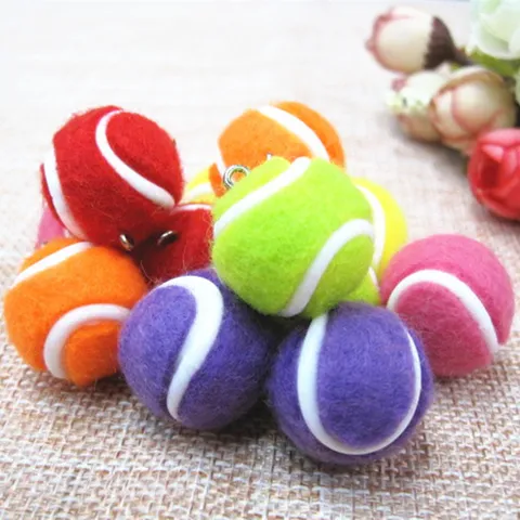 Kreative Mini Tennisball Schlüsselanhänger Miniatur Sport Beflockt PVC Tennis Ornament DIY Zubehör Geschenk