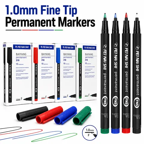 1.0mm Fine Tip Permanent Marker Pen Waterproof Quick-Dry Oil-Based Marking Pen For Box Logistics Office School Supplies