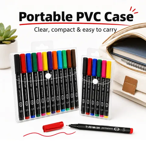 Watergebaseerd Gekleurd Fineliner Pennenset Fijne Punt Tekenmarker Met PVC Tas Voor Studenten Kunst Schrijven En Schetsen