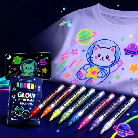 Glow In The Dark Fabric Markers For Clothing Shoes DIY Painting Multicolor Luminous Textile Pens Permanent Art Supplies