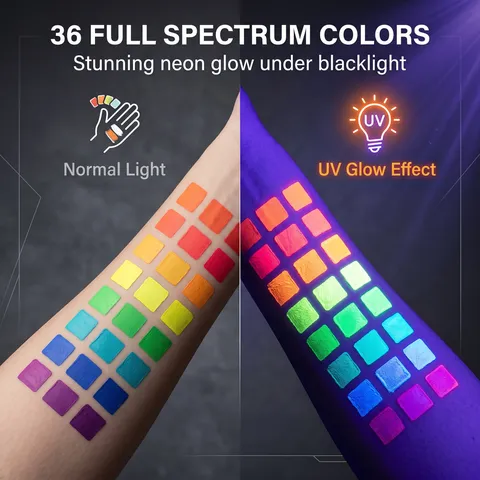Set di Penne per Pittura Corporea Liquida con Effetto UV e Pennarelli Fluorescenti al Neon per Festa Concerto Arte di Graffiti