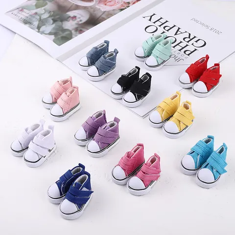 Mode Miniatur Segeltuch Sneaker Für BJD Baumwollpuppen Klettverschluss Puppenschuhe Zubehör Freizeit Board-Schuhe