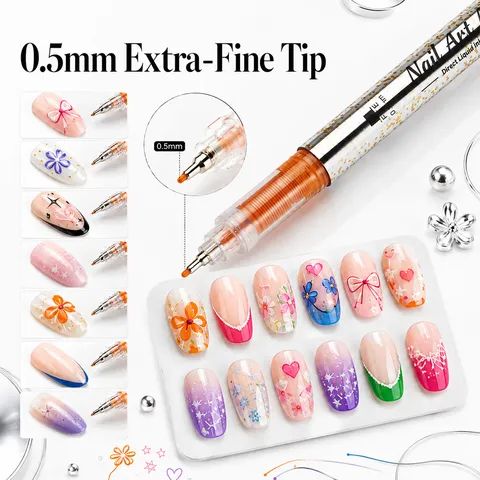 Nail Art Marker Pen Set DIY Nagelbeschildering Graffiti Directe Vloeistof Sneltrogend Fijne Lijn Tekenpennen