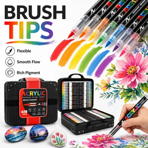 Acrylic Marker Pens Set Liquid Direct Ink Art Markers For Drawing Painting Rock Wood Canvas Student School Supplies