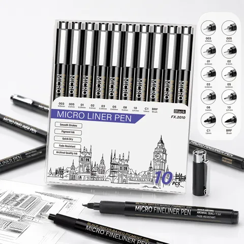 Professional Fineliner Pen Set Waterproof Black Ink Drawing Pens For Architecture Engineering Office School Supplies