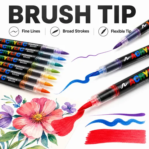 Acrylic Marker Pens Set Liquid Direct Ink Art Markers For Drawing Painting Rock Wood Canvas Student School Supplies