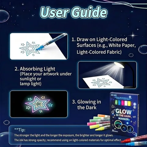 Glow In The Dark Markers Acht Kleuren Lichtgevende Pennen Waterdichte DIY Graffiti Tekening Marker Voor Papier Stof Schoenen Hout